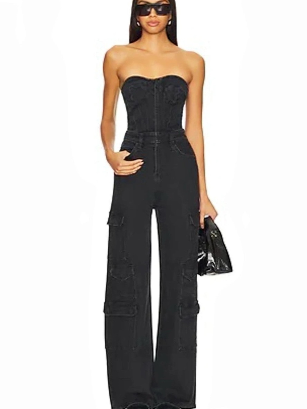 HUDSON Bustier Cargo Jumpsuit Black Cargo Jumpsuit sz. 27